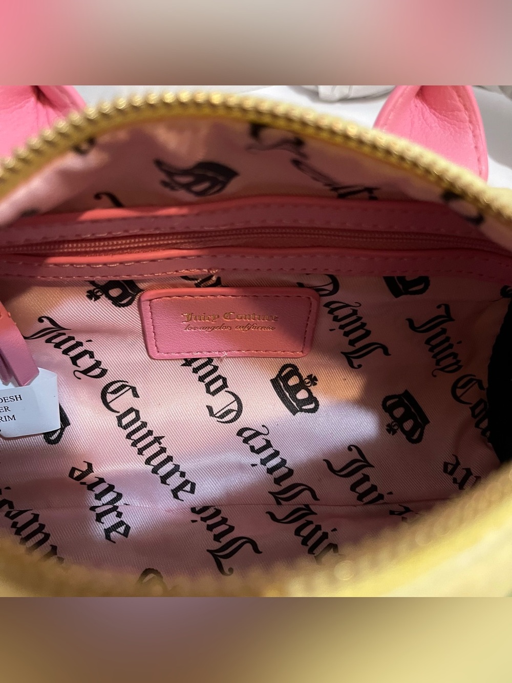 Juicy Couture Yellow Mini Barrel Bag Pink Trim & Cherry Charm Exclusive Bag - Picture 6 of 7